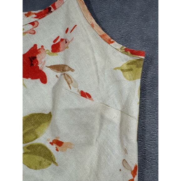 Per Una 100% Linen Floral Bias Cut Midi Dress US Size 8L Vtg Y2K Boho Cottage - Picture 5 of 12